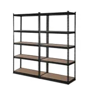 Garage Steel Warehouse Storage 5 Shelves Rack Black - 2x1.8M
