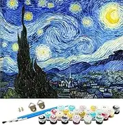 Wowdecor Paint by Numbers Kits for Adults Kids, DIY Number Painting - Starry Night by Van Gogh Beautiful Sky 40 x 50 cm - New Stamped Canvas (No Frame)