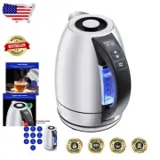 Elegant 1.8L Electric Tea Kettle with Digital Temperature Control and LED Lights