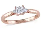 Lab-Created White Sapphire 1/4 Carat (ctw) Promise Ring Rose Silver