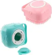 OSOLADY 2pcs Silicone Bath Cleaning Scrubbers Food Grade Shower Body Cleaner for Adults Comfortable Exfoliating Brush with Soap Dispenser Design Random Color