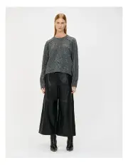 [Veronika Maine] Split Hem Panelled Sweater in Black/White