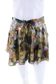 Masala Womens Drawstring Sleek Shimmer Short Shorts Multicolored Size Small