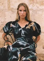 New WITCHERY Phantom Ink Leaf Print Crepe Midi Dress Sz 10 $249.95