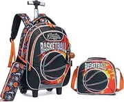 [Egchescebo] Kids Rolling Backpack for Boys 17” With Wheels Trolley Backpacks
