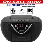NEW Lenoxx Portable Boombox CD Cassette Tape Player AM/FM Radio AUX Input Audio