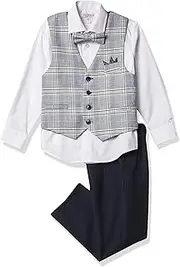 [Isaac Mizrahi] Slim Fit Boy's 4pc Plaid Contrast Vest Set