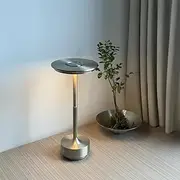 [XH StDsg] Rechargeable Table Desk Touch Dimmable Cordless LED Light, 3-Levels Dimming Wireles, 3000MA, USB Rechargeable, for Bedside, Indoor, Patio, Restaurant, Bar (Sliver)