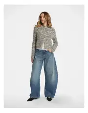 [Decjuba] Nessa Fluffy Boucle Cardigan in Multi Grey