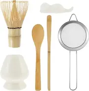 6 Pcs Matcha Kit, Matcha Tea Set, Practical Matcha Whisk Set for Beginners, Matcha Set Bamboo Scoop Spoon Whisk Spoon Holder for Tea Lovers Beginners
