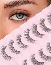 Onlyall Natural Lashes Wispy Fuffy Looking False Eyelashes Flared Eye Lash Strip Soft Fake Lash 7 Pairs D-K18