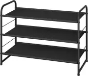 3 Tier Stackable Shoe Rack, Expandable Adjustable Fabric Shoe Shelf Storage Orga
