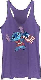 [Disney] Girls Lilo & Stitch Tropic Stitch Flag Women's Fast Fashion Racerback Tank Top