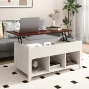 Costway Lift Up Coffee Table with Lift Top and Hidden Compartment-White