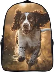 [WUSHAUALNS] School Bags English Springer Spaniel Kids Book Backpack Toddler Children School Bag Zoo Lunch Bag 3D Preschool Rucksack Backpacks 40x28x16cm