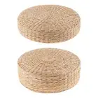 Flat Woven Straw Seat Cushion, Round Floor Pillow, Japanese Boho Tatami Cushion,