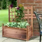 XXL Wooden Garden Planter Box Vertical Trellis Planter w/ Climbing Grid Outdoor