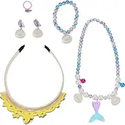 HONITANO 1 Set Mermaid Jewelry Adorable Crown Bracelet Necklace Ring for Dress Up Accessories for Birthday Parties and Ocean Themed Events Unique Wrist Decor