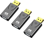 3-Pack DisplayPort to HDMI Adapter (4K 30Hz) Non-bidirectional DP Output to HDMI Input Cable, Display Port to HDMI Converter Male to Female