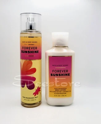 Bath & Body Works Forever Sunshine Body Mist & Body Lotion Set 8 oz Set of 2