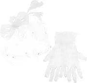 [VALICLUD] 1set Elegant Plumage Hairpiece Decorative Gloves for Weddings Parties and Special Occasions Chic Bridal Accessories Intricate Craftsmanship Appearance