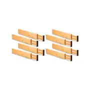 8 Pack Bamboo Adjustable Kitchen Drawer Dividers (Large, 44-55 cm)