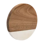 Personalisable Engraving Marble Wood Coaster- Round 10 x 1cm