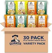 Quaker Rice Crisps, Gluten Free, 3 Flavor Sweet & Savory Variety Mix, Single Serve 0.67oz, 30 Count