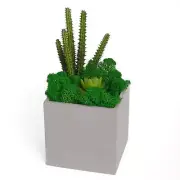 Contemporary Cement Planter with Preserved Moss and Faux Succulents