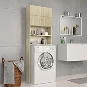 Washing Machine Cabinet Sonoma Oak 64x25.5x190 cm Engineered Wood,Washer & Dryer Accessories 26.88KG-800030