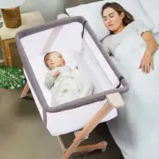 Adjustable Height Co-Sleeper Baby Crib Bedside Push Lock Wheels