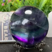 450g 64mm Natural Rainbow Fluorite Sphere Crystal Ball Healing Quartz Chakra