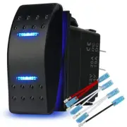 Waterproof Rocker Switch Toggle On-Off-On 12V/20A 24V/10A 7Pin DPDT Blue LED Lig