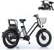 Electric Tricycle with Stair Support (20 Inch), Thick Tyres, 500w 48v/12ah Removable Battery, 40Km/H, 35Km Range, With Basket And Adjustable Seat, For Commuting