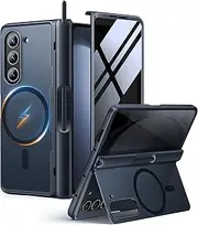 [MOBOSI] for Samsung Galaxy Z Fold 5 Case [Compatible with Magsafe], [Built-in Kickstand & Hinge Protection & Screen Protector] Full Body Shockproof Phone Case for Z Fold5 with S Pen Slot, Privacy Black