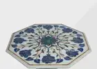 18" White unique Marble Table top Inlay lapis side coffee Table Top decor room