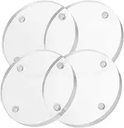 ULDIGI 4pcs Acrylic Tile Mini Picture Frame Poster Hanger Display Round Magnet Photo Frame Board Plate Rack Fridge Magnets Transparent