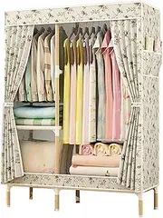 Open Wardrobe, Small Floral Fabric Wardrobe Partition Storage Suspension Clothes Organiser for Wardrobe(Size:155 * 100CM) (155 * 100CM)