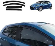 OAD4X4 Weathershields Compatible with Mazda 2 Hatch DE 2007-2014, Weather Shields Window Visors Wind Deflectors Sun Rain Guard 4PCS Set