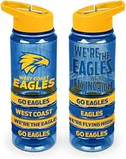 West Coast Eagles AFL Tritan Drink Bottle with Wrist Bands and Flip-up Straw