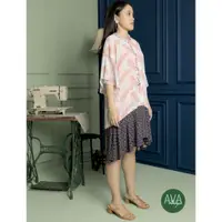 在飛比找蝦皮購物優惠-Ava Prologue Kaili 植物粉色海軍圖案連衣裙