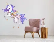 3D Unicorn Flower O047 Animal Wallpaper Mural Poster Wall Stickers Decal Zoe