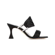 [Manolo Blahnik] Manolo Blahnik-Black Satin Chinap Sandal-Donna 38.5 IT