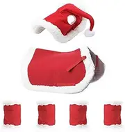Christmas Horse Tack, Holiday Horse Costume, Soft Warm Horse Leg Wraps, Santa Hat Saddle Pad, Christmas Equestrian Supplies, Festive Horse Accessories, Holiday Riding Gear, Winter Horse Leg Wraps
