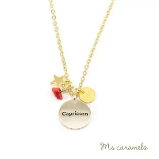 【焦糖小姐 Ms caramelo】星座項鍊 1月摩羯座項鍊 Capricorn 紅瑪瑙&鋯石項鍊(可雙面配戴)