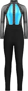 [Hedmy] Girls Dance Unitard Ice Skating Outfits Long Sleeve Gymnastics Leotard with Yoga Leggings Pants Set Activewear