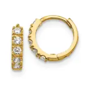 Madi K Kid's Earrings 14k Yellow Gold Cubic Zirconia Hoop Hinged, 9 mm