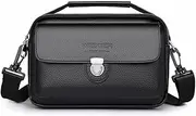 [BBJMTCJTZ] Men's Shoulder Bags Leather Crossbody Hand Tote Bags Street Commuter Bag, Black, Medium