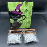 New Halloween Gel Clings Glitter Bones, Cat Trick-or-Treat Bag Skeleton Windsock