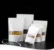 White Kraft paper Stand-Up Zip Lock Window Bags doypack pouch resealable food